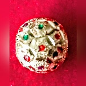 14kt Yellow Gold Globe Pendant 18mm wide, multicolor stones, 3g gold